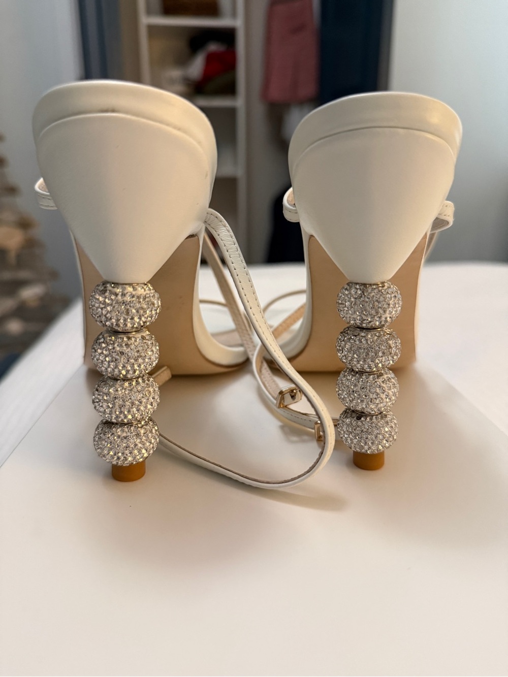 RAYE White Crystal Rhinestone Heel Sandals – Size 7